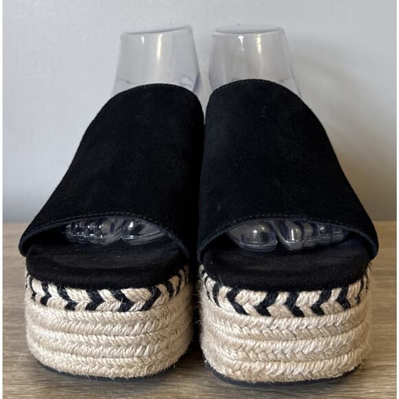 Women's Shoes TOMS LAILA MULE Platform Dress Sandals BLACK SUEDE Size 8.5W - Picture 3 of 11